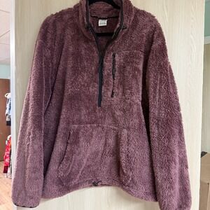 PINK Victoria's Secret Womens Pullover Fleece Sherpa Quarter Zip Jacket XL
